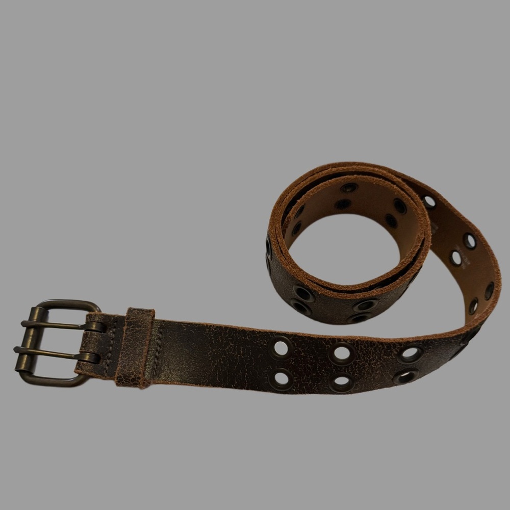 Aldo Brown Leather Belt with Double Prong Buckle